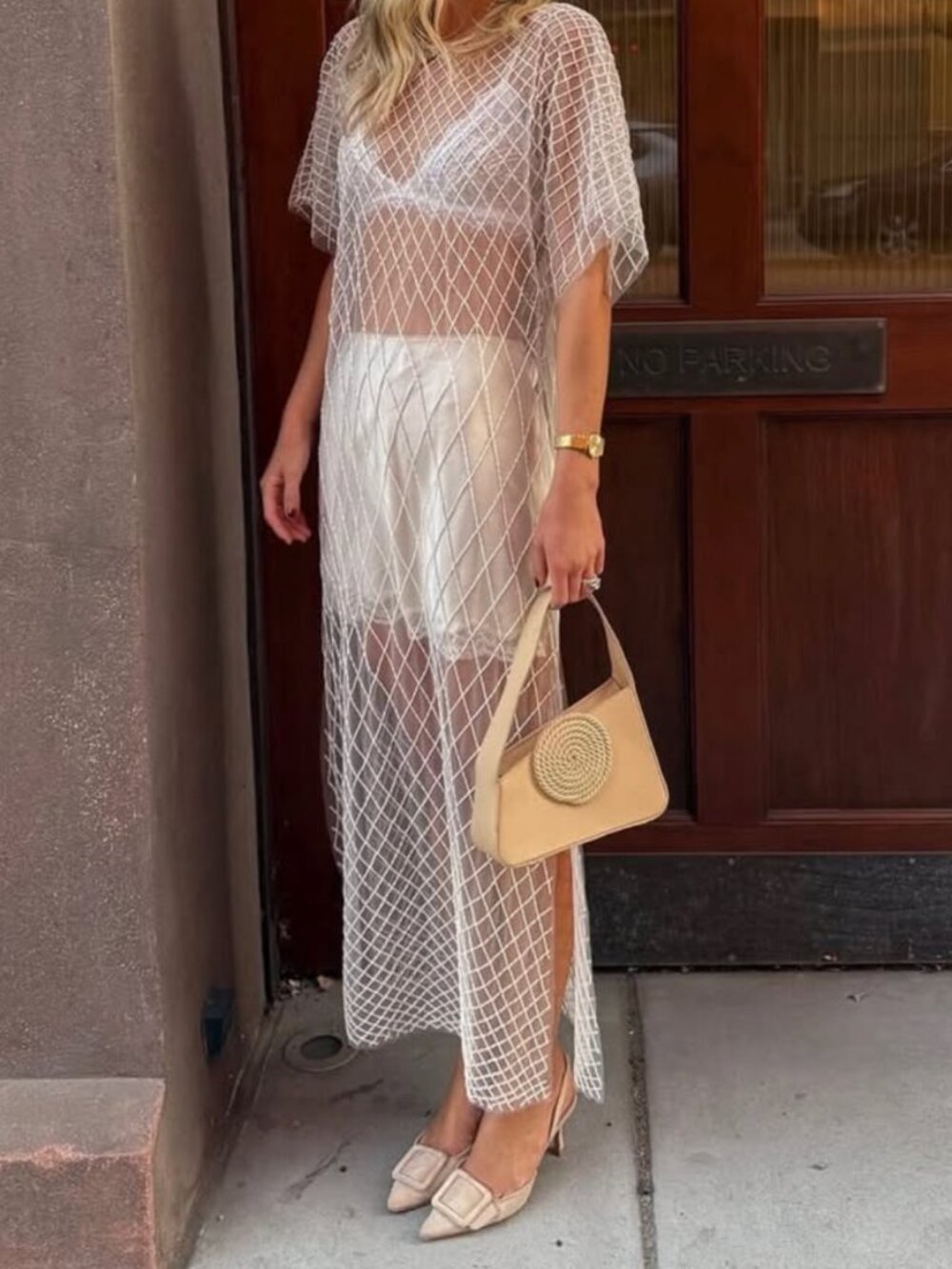 Contessa Mills Wraith Ornately Beaded Sheer Tulle Dress